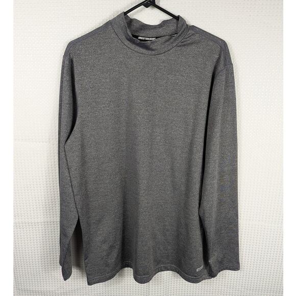 Tek Gear L Long Sleeve Training Shirt Men Gray Polyester Stretch Athletic Top - Picture 1 of 3